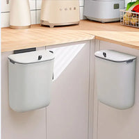 Household Wall - Mounted Kitchen Trash Can With Lid, Kitchen Waste Hanging Paper Basket for Toilet and Living Room