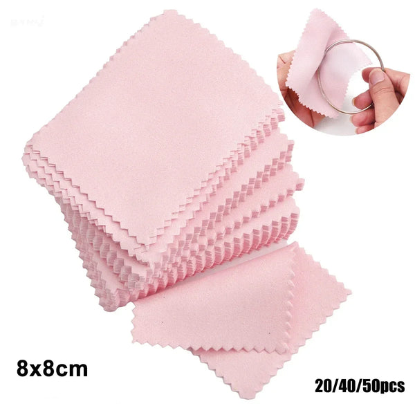 50PCs/pack Jewelry Cleaning Cloth 8cmx8cm Pink Color Jewelry Wiping Cloth  Jewelry Tools Jewelry Making Supplies