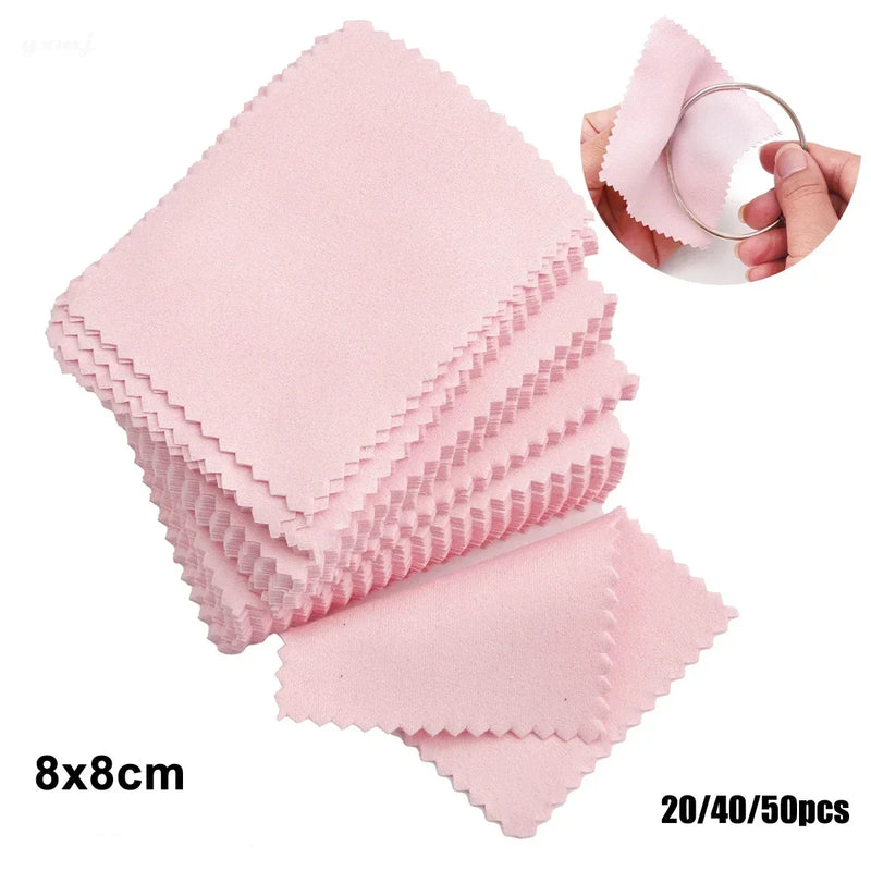 50PCs/pack Jewelry Cleaning Cloth 8cmx8cm Pink Color Jewelry Wiping Cloth  Jewelry Tools Jewelry Making Supplies
