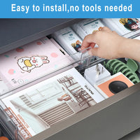 Drawer Dividers Organizers 4 Pack, Adjustable 8cm High Expandable from 27.5-52cm Kitchen Drawer Organizer, Clear Plastic