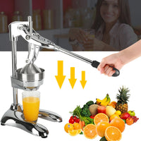 HandPress™ Stainless Steel Manual Fruit Juicer U-Shaped Base Hand-Pressed Squeezer with Separate Design