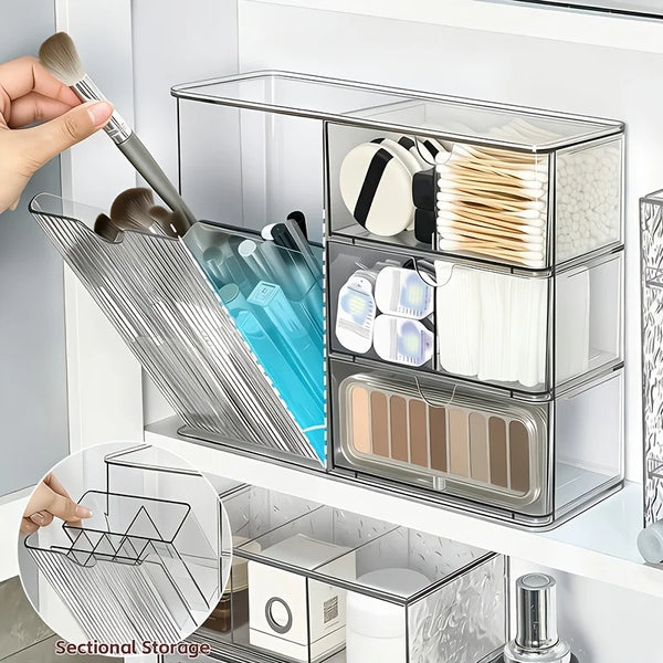 Clear Acrylic Makeup Organizer Storage Box With Drawers For Bathroom Vanity Countertop Desk Cosmetic Display Produce Clothes