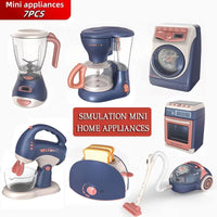 New Kitchen Home Appliances Kids Pretend Play Toy Household Coffee Maker Mixer Toaster Vacuum Cleaner Playset for Children Gifts