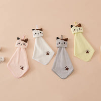 Cute Cat Kitchen Cleaning Towel Hanging Hand Towels Absorbent  Dishcloths Coral Velvet Soft Cleaning Cloth Rag