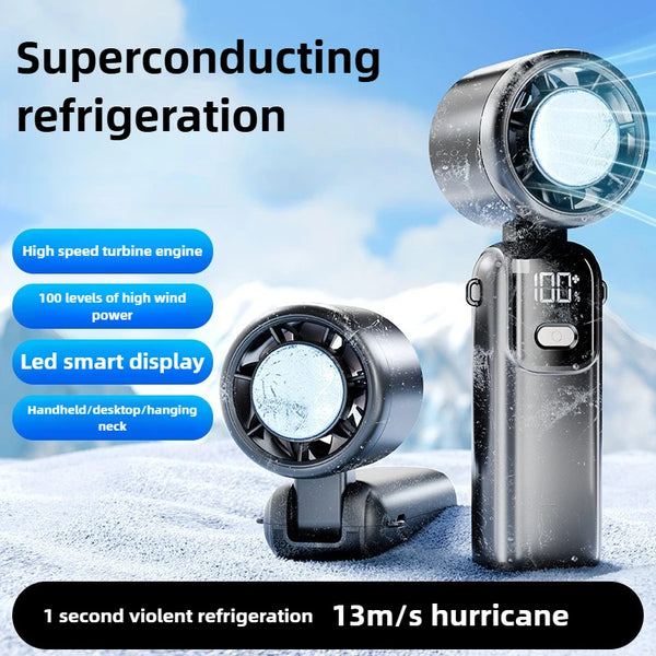 Library-Quiet Yet Brutally Powerful 2025 100-Speed Ice-Ceramic Cooling Fan Foldable & 90° Adjustable for Office/Outdoor Comfort