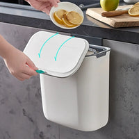 Household Wall - Mounted Kitchen Trash Can With Lid, Kitchen Waste Hanging Paper Basket for Toilet and Living Room