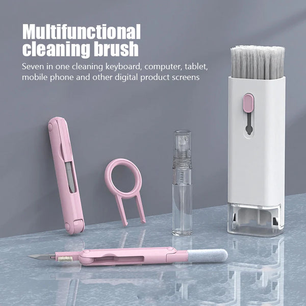 Keyboard Cleaning Kit 7-in-1 Laptops Cleaner with Keycap Puller, Multifunctional Keyboard Brush Cleaning Set for Airpods Phone