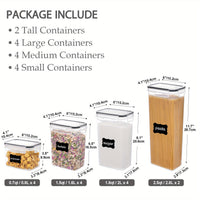 14pcs Airtight Food Storage Containers Set with Lids & 24 Labels - BPA-Free Plastic Pantry Organizers with Clear Lids, Rectangular Kitchen Storage Containers for Cereal, Flour, Sugar, Pasta, Snacks, Dry Food - Multi-Purpose,